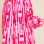 Pink Abstract Print Batwing Sleeve Casual Shirt