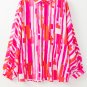 Pink Abstract Print Batwing Sleeve Casual Shirt
