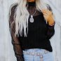 Black Dotty Lace Sheer Mock Neck Long Sleeve Blouse