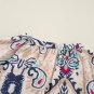 White Abstract Printed Notched V Neck Split Half Sleeve Blouse