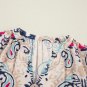 White Abstract Printed Notched V Neck Split Half Sleeve Blouse