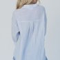 Sky Blue Stripe Ruffled Button up Long Sleeve Shirt