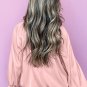 Apricot Pink Pleated Round Neck Flounce Sleeve Satin Blouse