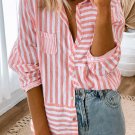 Pink Stripe Buttoned Long Sleeve Casual Shirt