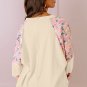 Apricot Textured Floral Patchwork Balloon Sleeve Blouse