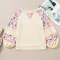 Apricot Textured Floral Patchwork Balloon Sleeve Blouse