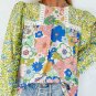 Green Mixed Floral Print Long Sleeve Blouse