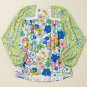 Green Mixed Floral Print Long Sleeve Blouse