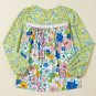 Green Mixed Floral Print Long Sleeve Blouse