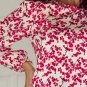 Red Floral Print Long Sleeve Open Back Blouse