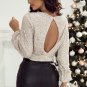 Silvery Sequin Puff Sleeve Cutout Back Blouse