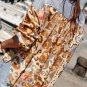 French Beige Colorful Leopard Striped Print Patchwork V Neck Shirt