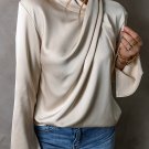 Jet Stream Satin Cross Front Slit Back Blouse