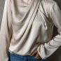 Jet Stream Satin Cross Front Slit Back Blouse