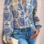 Sky Blue Bohemian Printed Bishop Sleeve Lace Shirt