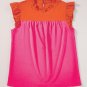 Orange Two Tone Ruffled Flutter Sleeve Blouse