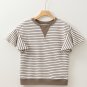 Parchment Contrast Detail Striped Ruffle Short Sleeve Top