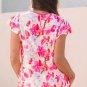 Rose Floral Print Flutter Sleeve Round Neck Casual Blouse