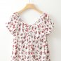 White Boho Floral Ruched Cinched Short Sleeve Blouse