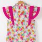 Pink Floral Layered Ruffle Flutter Sleeve Tie V Neck Blouse