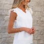 White Embroidered Ruffle Trim Textured Blouse