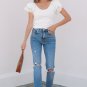 White Eyelet Ruffle Sleeve Slim Fitted Top