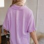 Orchid Bouquet Corded Flap Pocket Collared Buttoned Blouse