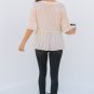 Beige Solid Color Textured Ruffled Short Sleeve Blouse