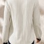 White Textured Colorblock V Neck Elegant Blouse