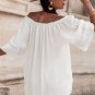 White Frilly Off Shoulder Lace Insert Sleeve Textured Blouse