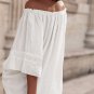White Frilly Off Shoulder Lace Insert Sleeve Textured Blouse