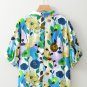 Light Blue Floral Print Slit V Neck Short Sleeve Blouse