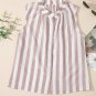 Khaki Stripe Casual Button Down Sleeveless Shirt