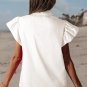 White Half Button Lace Patchwork Flutter Sleeve Blouse