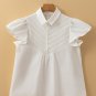 White Half Button Lace Patchwork Flutter Sleeve Blouse