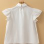 White Half Button Lace Patchwork Flutter Sleeve Blouse