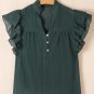 Skobeloff Frilled V Neck Ruffled Cap Sleeve Blouse