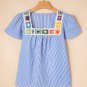 Sky Blue Stripe Textured Ruffle Boho Detail Square Neck Blouse