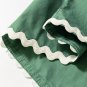 Mist Green Ric Rac Trim Tie Split Neck Short Sleeve Blouse