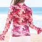 Rose Floral Mesh Flounce Sleeve Mock Neck Blouse