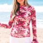 Rose Floral Mesh Flounce Sleeve Mock Neck Blouse