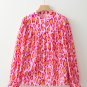 Rose Red Oversized Leopard Print Balloon Sleeve Casual Shirt