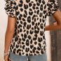 Khaki Leopard Print Layered Ruffled Short Sleeve Blouse