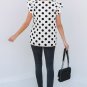 White Polka Dot Print Ruffled Sleeve V Neck Blouse