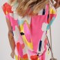 Multicolour Abstract Print Collared Cap Sleeve Casual Shirt