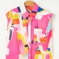 Multicolour Abstract Print Collared Cap Sleeve Casual Shirt