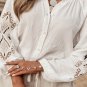 White Embroidered Textured Buttoned Crew Neck Shirt