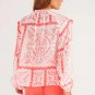 Desert Flower Vintage Smocked Poet Collar Billowy Blouson Sleeves Blouse