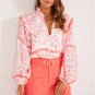Desert Flower Vintage Smocked Poet Collar Billowy Blouson Sleeves Blouse