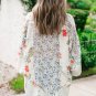 Purple Boho Floral Bishop Sleeve Button Up Loose Shirt